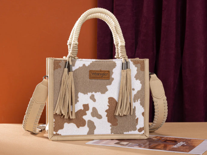WRANGLER COW PRINT TOTE/CROSSBODY
