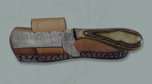 CIRCLE SH CUTLERY STEEL BLADE/RAMHORN HANDLE/LEATHER SHEATH KNIFE