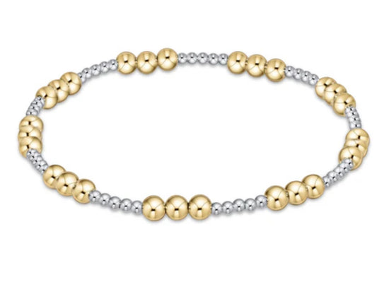 E NEWTON CLASSIC JOY PATTERN 4 MM BEAD BRACELET MIXED METAL