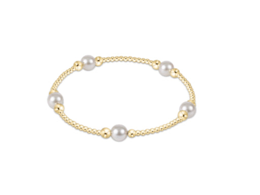 E NEWTON PURPOSE PEARL 6MM BEAD BRACELET-GOLD