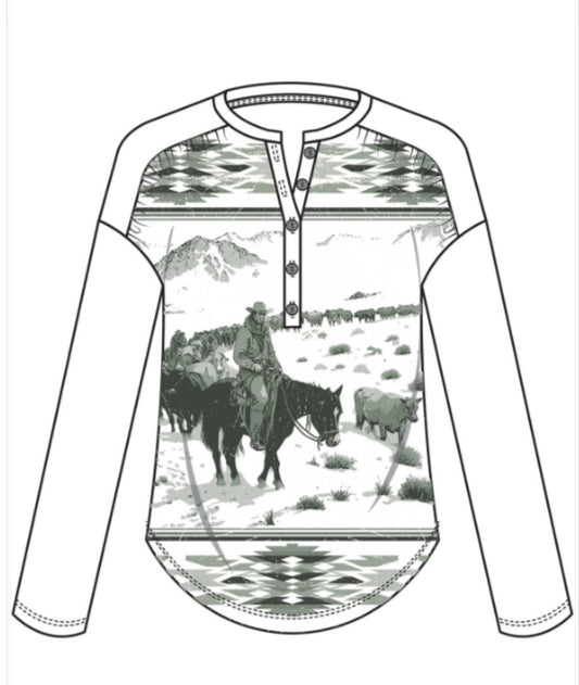 CINCH WOMENS LONG SLEEVE HENLEY TOP