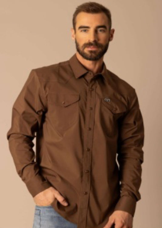 KIMES RANCH MENS BLACKOUT-DRESS SHIRT-WW BROWN