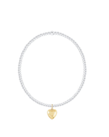 E NEWTON CLASSIC MIXED METAL 2MM BRACELET-LOVE PLUSH SMALL CHARM