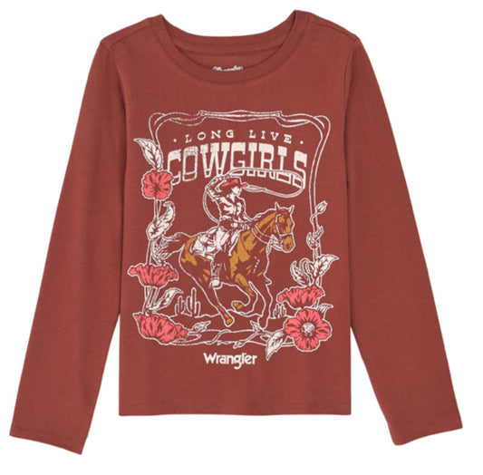 WRANGLER GIRLS LONG LIVE COWGIRLS LONG SLEEVE TEE