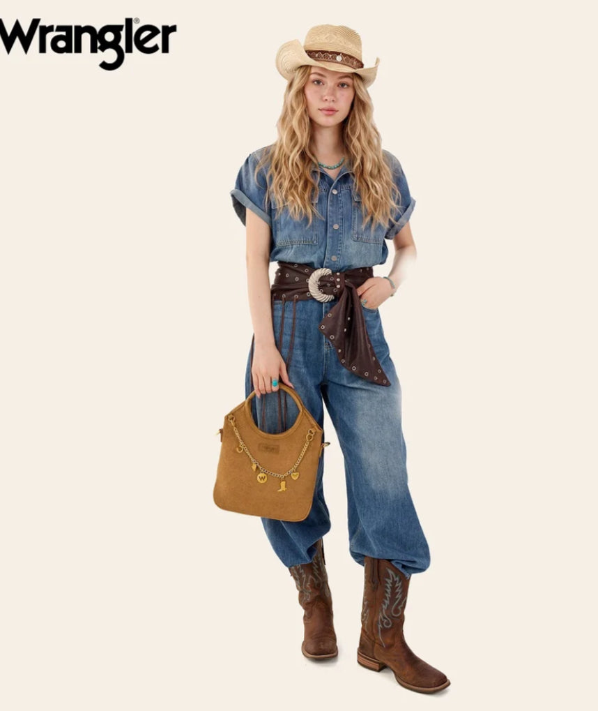 WRANGLER CHARM CHAIN HOBO TOTE BAG