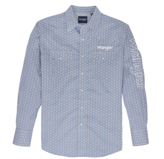 WRANGLER MENS LOGO LONG SLEEVE SNAP FALL 2024