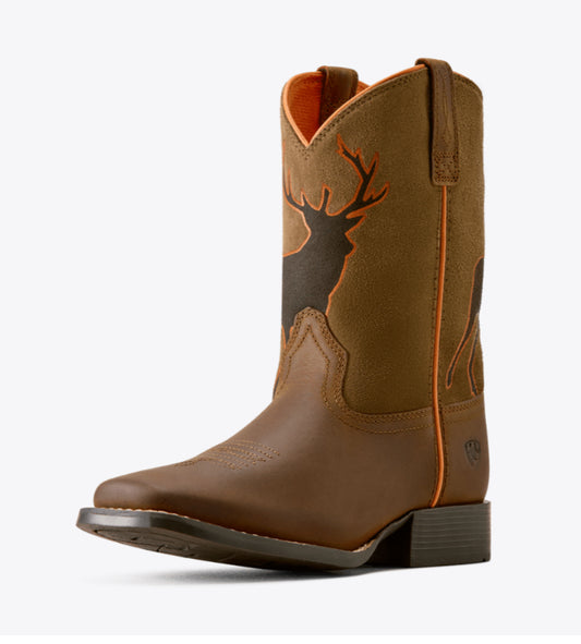 ARIAT BOYS TRAIL CAM WIDE SQUARE TOE WESTERN BOOT