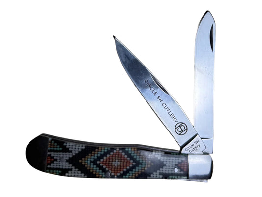 CIRCLE SH CUTLERY KNIFE, TRAPPER BEAD LOOK 4 1/4” CLOSED