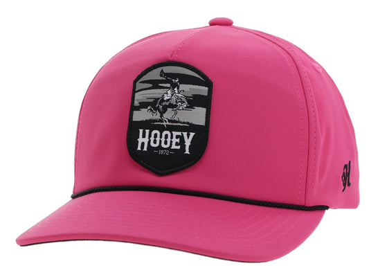 HOOEY CHEYENNE PINK 5 PANEL TRUCKER HAT WITH GREY/BLACK PATCH