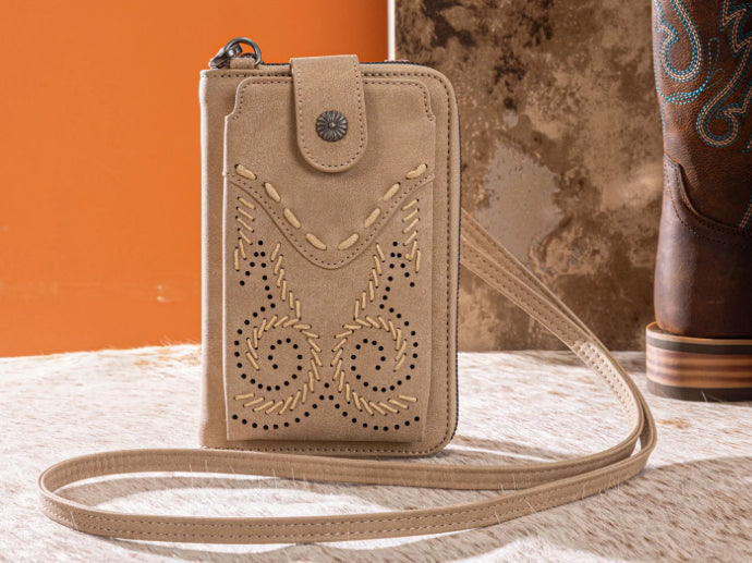 WRANGLER WESTERN STITCH RFID PHONE CROSSBODY WALLET/CROSSBODY