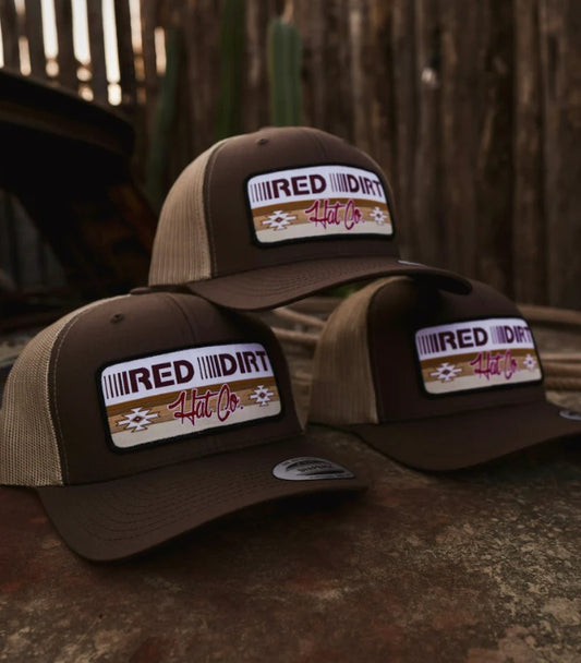 RED DIRT HAT CO TRAILBLAZER-BROWN/KHAKI 6 PANEL HAT