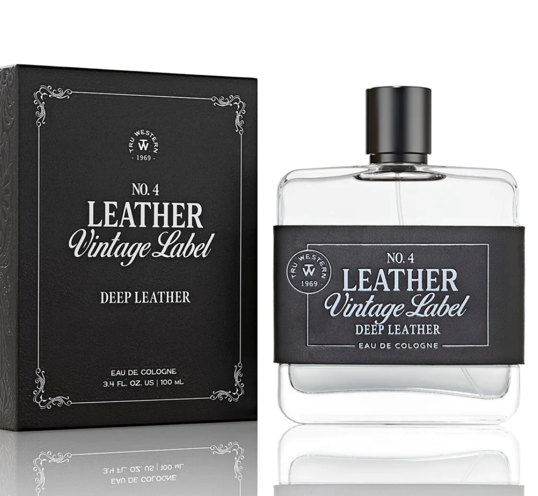NO 4 LEATHER VINTAGE LABEL DEEP LEATHER COLOGNE FOR MEN BY TRU WESTERN