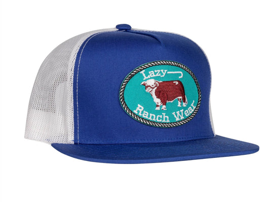 LAZY J RANCH BLACK & WHITE ORIGINAL BUCKLE CLASSIC FIVE PANEL TRUCKER HAT