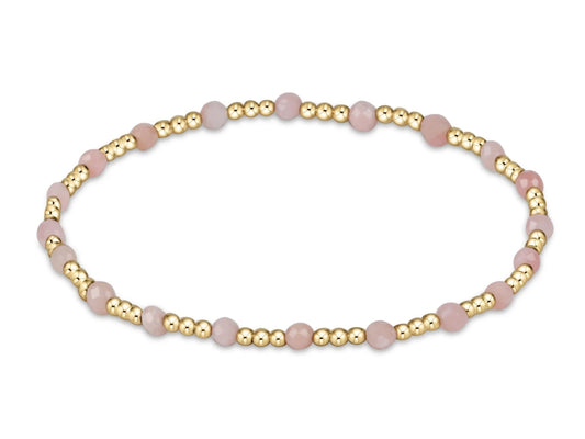 E NEWTON GEMSTONE GOLD SINCERITY PATTERN 3MM BEAD BRACELET PINK OPAL