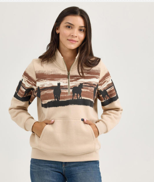 WRANGLER WOMENS RETRO VINTAGE 1/4 ZIP SWEATSHIRT