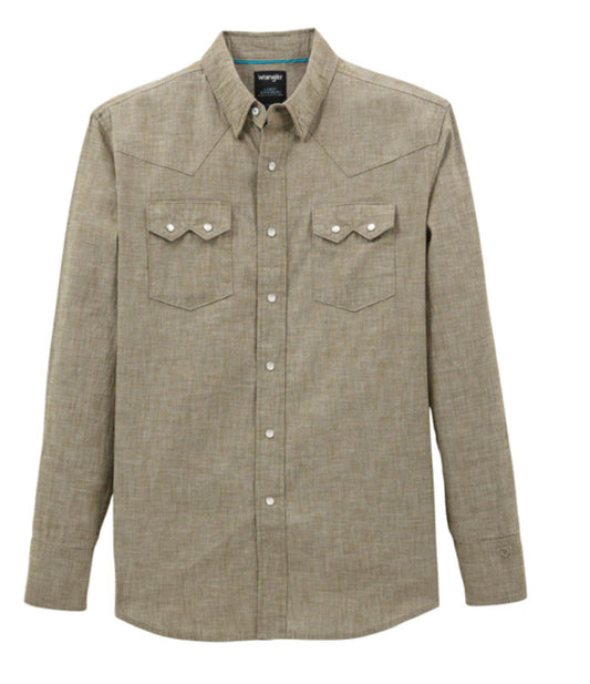 WRANGLER X CODY JOHNSON MENS CLASSIC FIT LONG SLEEVE SHIRT IN OLIVE