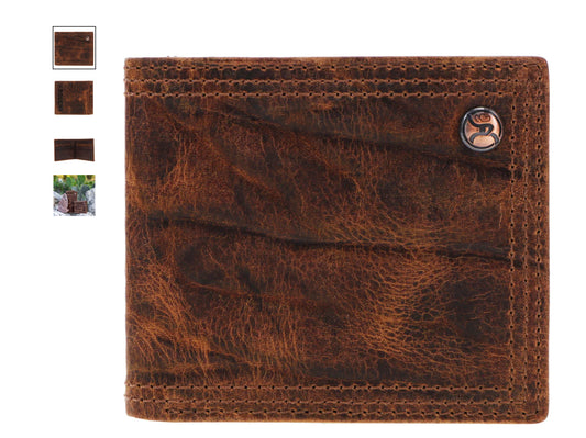 HOOEY PRIME TIME SMOOTH BROWN BIFOLD WALLET