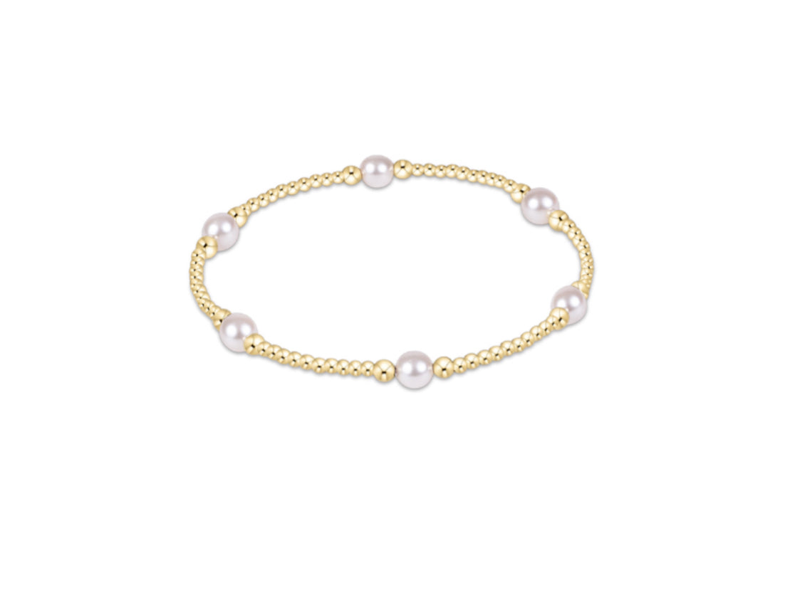 E NEWTON PURPOSE PEARL 5MM GOLD BRACELET
