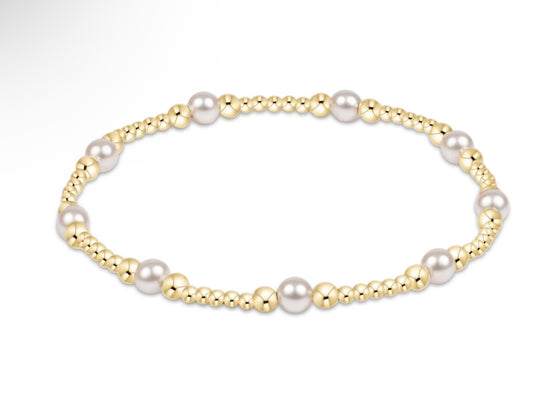 E NEWTON CLASSIC PURPOSE PATTERN 4MM BEAD BRACELET PEARL