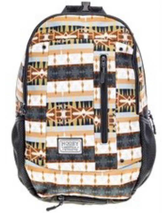 HOOEY ROCKSTAR BACKPACK-CHARCOAL/TAN COMANCHE PATTERN FRONT PANEL WITH CHARCOAL ACCENTS