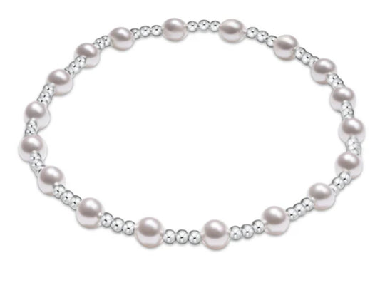 E NEWTON CLASSIC SINCERITY PATTERN STERLING 4MM BEAD BRACELET