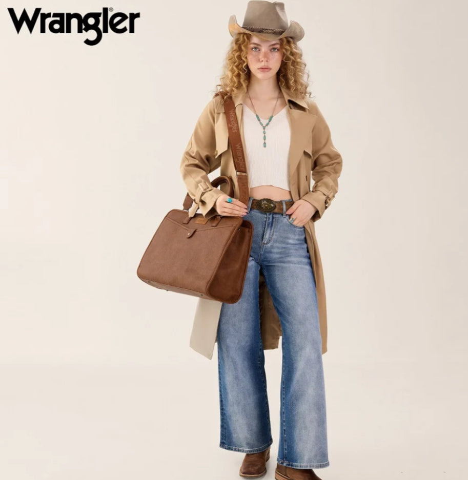 WRANGLER PEBBLED FAUX LEATHER LAPTOP BRIEF BAG