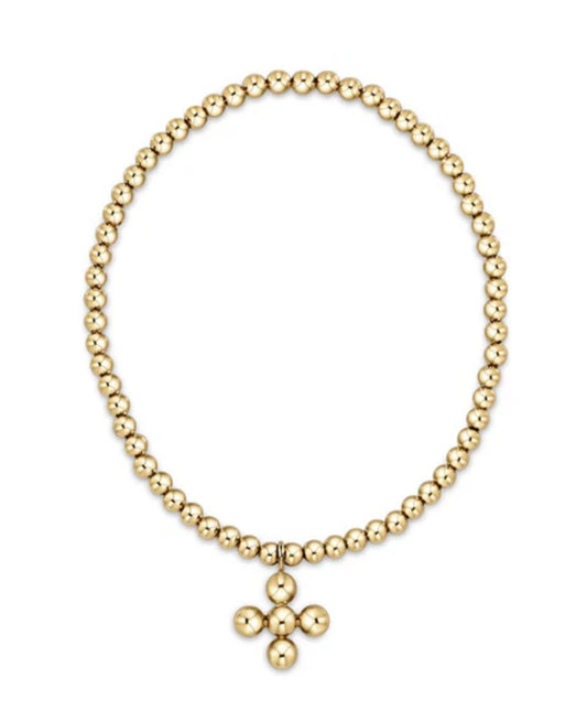 E NEWTON EXTENDS CLASSIC GOLD 3 MM BEAD BRACELET CLASSIC BEADED SIGNATURE CROSS GOLD CHARM 4 MM BEAD GOLD
