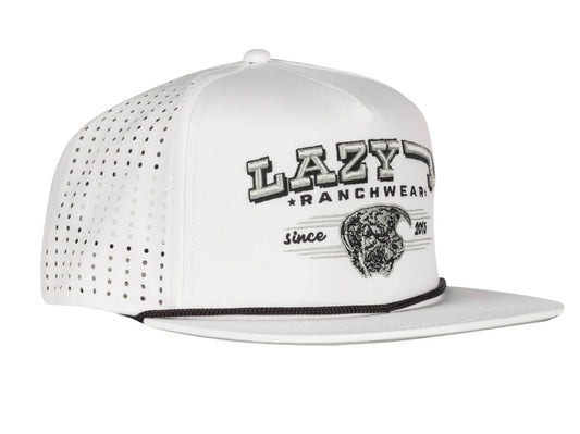 LAZY J RANCH WHITE PERFORMANCE ROPE TRUCKER HAT