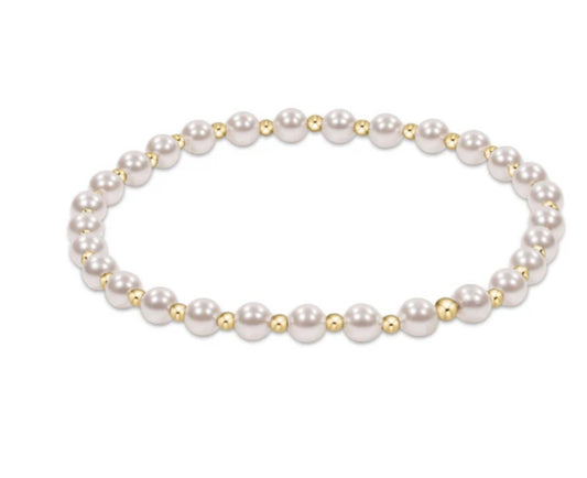 E NEWTON EXTENDS CLASSIC GRATEFUL PATTERN 4MM BEAD BRACELET PEARL