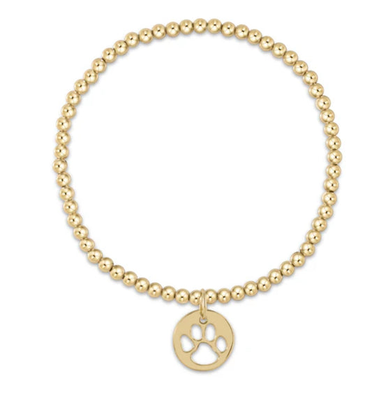 E NEWTON EXTENDS CLASSIC GOLD 3 MM BEAD BRACELET PAW PRINT GOLD DISC