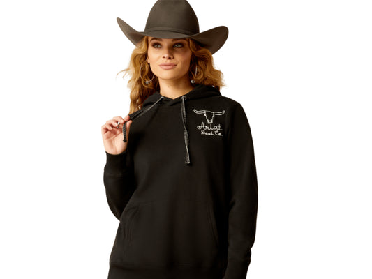 ARIAT WOMENS STEER STITCH HOODIE IN BLACK