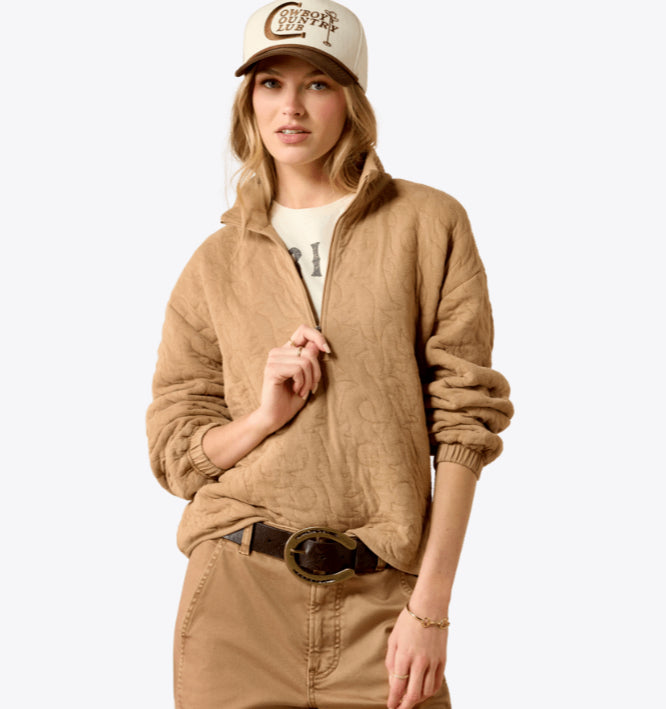 ARIAT WOMENS BOOT STITCH 1/2 ZIP PULLOVER