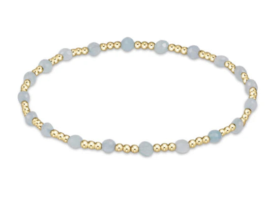 E NEWTON GEMSTONE GOLD SINCERITY PATTERN 3MM BEAD BRACELET AQUAMARINE