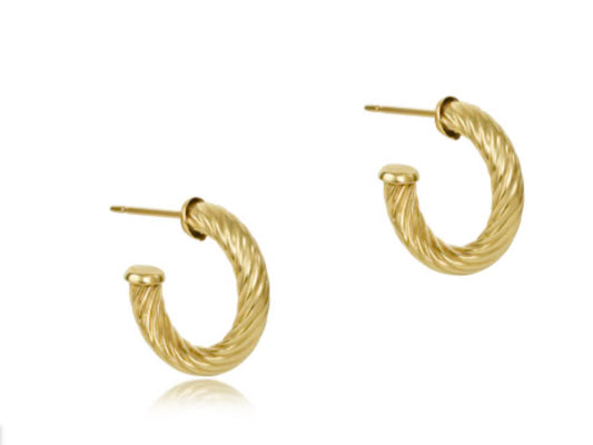 E NEWTON ROUND GOLD 0.5” POST HOOP-4 MM-TEXTURED TWIST EARRINGS