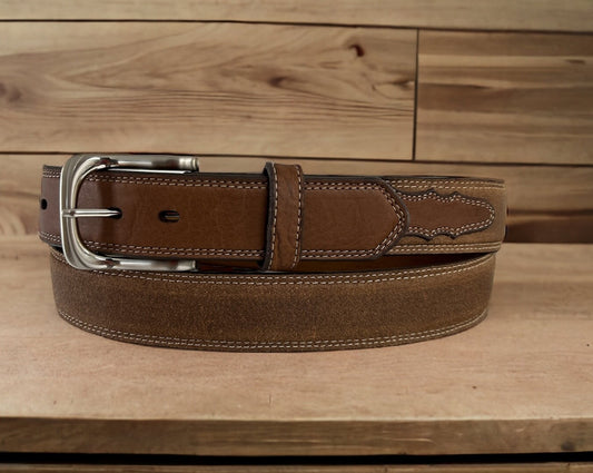 TWISTED X DISTRESSED BOMBER BROWN BILLET BELT