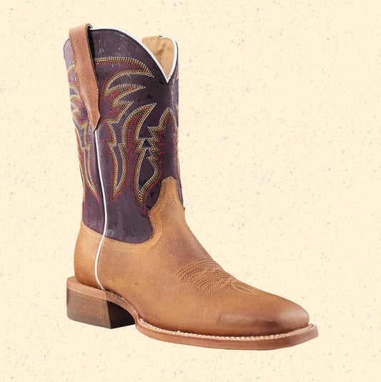 R WATSON MENS RW RANCH MENS TUSCAN TAN COWHIDE WIDE SQUARE 11” BOOT