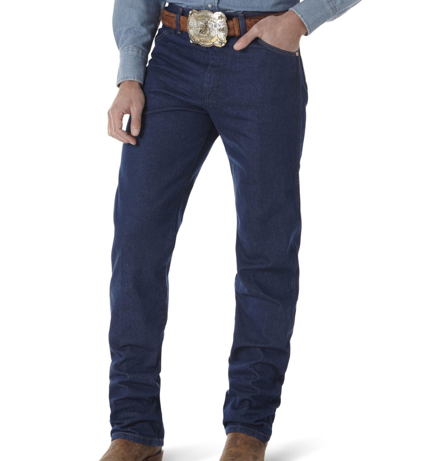 WRANGLER MENS ORIGINAL FIT COWBOY CUT PREWASHED INDIGO JEAN