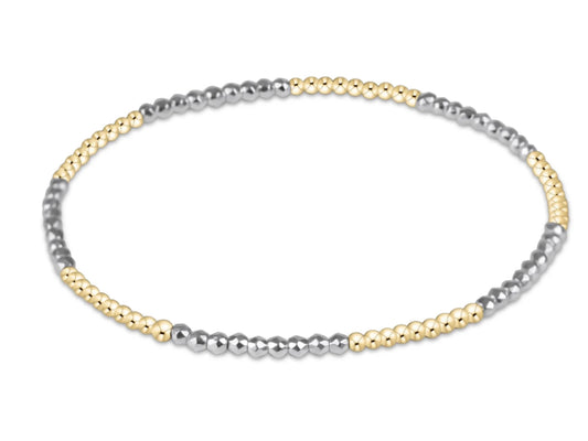 E NEWTON BLISSFUL PATTERN 2M BEAD BRACELET-BRIGHT SILVER FACETED HEMATITE