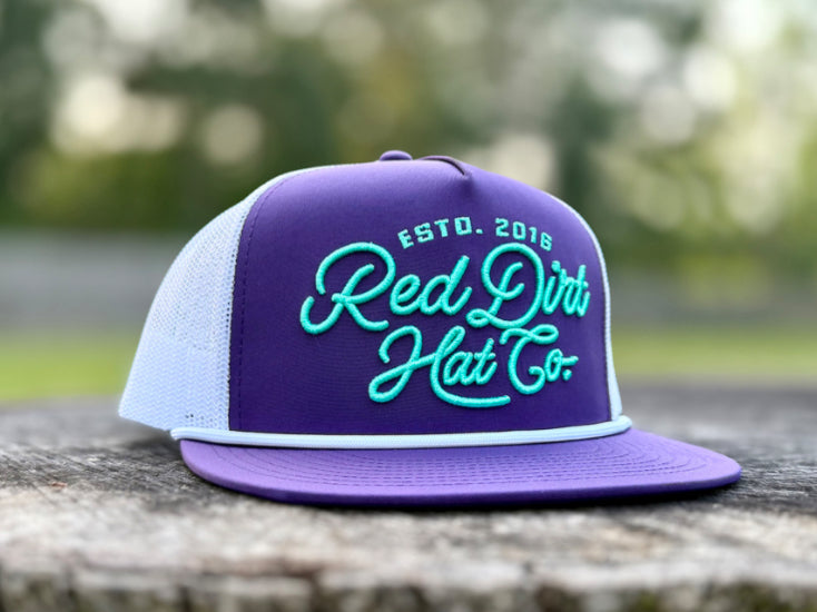 RED DIRT HAT CO LARIAT-BURGUNDY/WHITE-WHITE ROPE 5 PANEL HAT