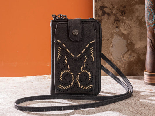 WRANGLER WESTERN STITCH RFID PHONE CROSSBODY WALLET/CROSSBODY