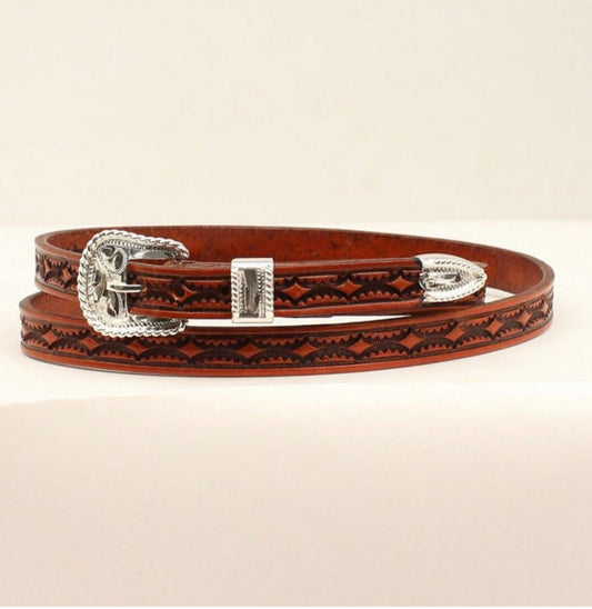 TWISTER HAND TOOLED DIAMOND DESIGN TAN HATBAND