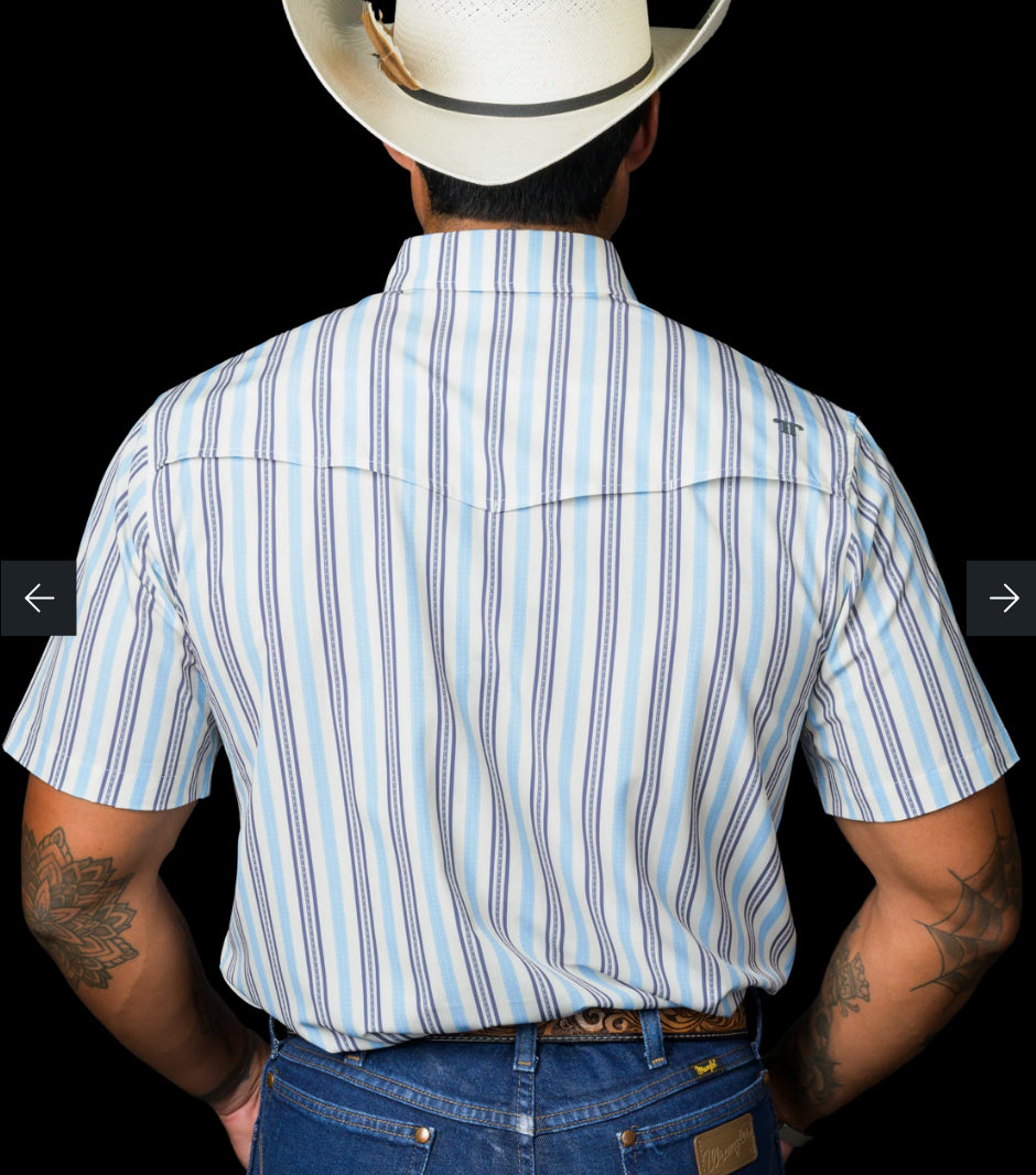 FERRELL BRAND “THE JAKE” IN BLUE-SHORT SLEEVE PEARL SNAP SHIRT