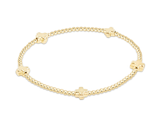 E NEWTON SIGNATURE CROSS SMALL 2MM GOLD BRACELET