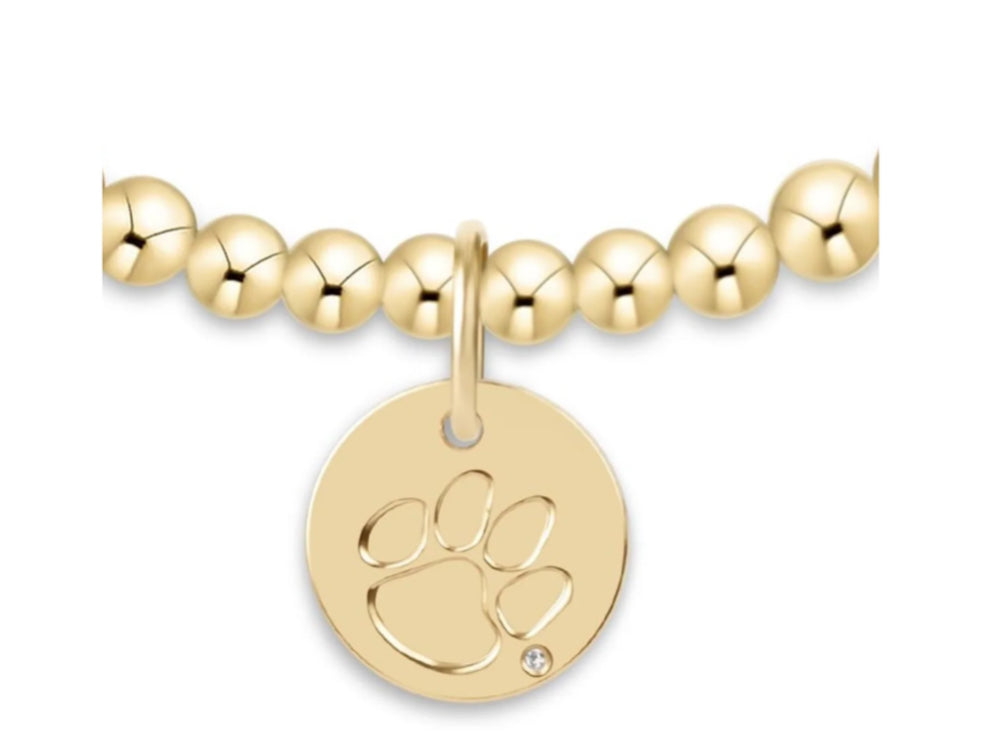 E NEWTON ECOLLEGIATE CLASSIC GOLD 3MM BRACELET-CLEMSON DISC