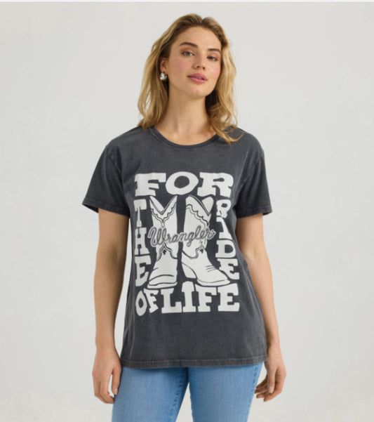 WRANGLER WOMENS RIDE BOOTS BOYFRIEND TEE