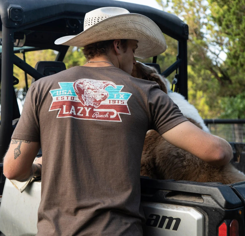 LAZY J RANCH EL RANCHO SHORT SLEEVE TSHIRT IN BROWN