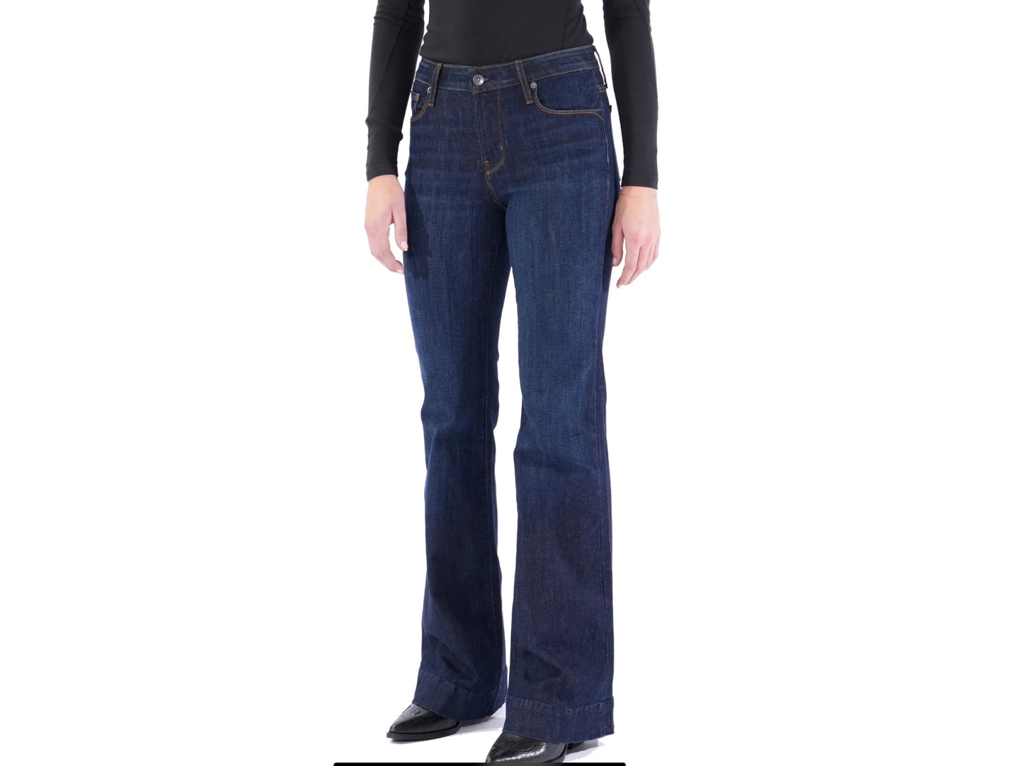 HAALA DENIM BELLA TROUSER FLARE JEAN IN DEEP OCEAN GOLD COMBO