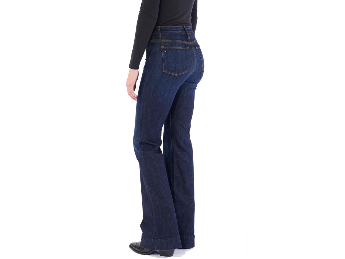 HAALA DENIM BELLA TROUSER FLARE JEAN IN DEEP OCEAN GOLD COMBO