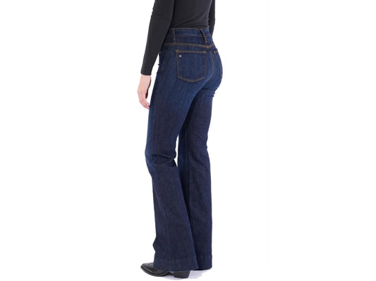 HAALA DENIM BELLA TROUSER FLARE JEAN IN DEEP OCEAN GOLD COMBO