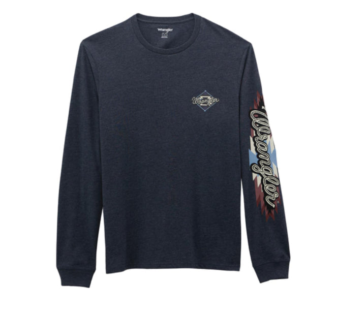 WRANGLER MENS REGULAR FIT LONG SLEEVE AZTEC TEE